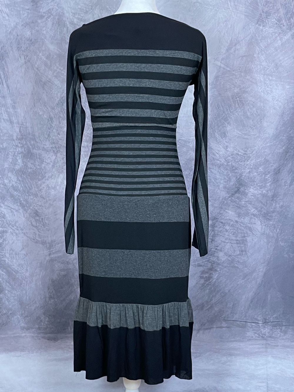 B44 Dressed  Striped Long Sleeve Knit Dress in Black and Gray size Small